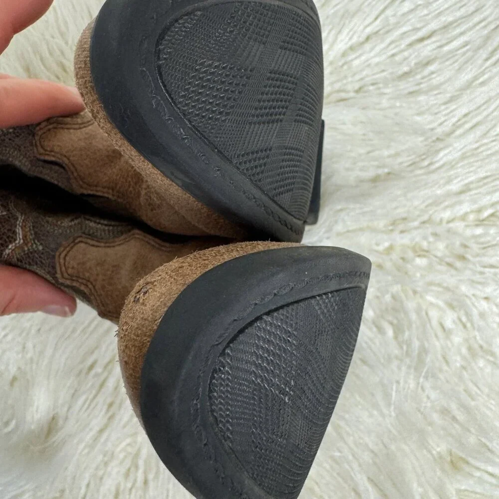 Old West Western  Cowboy / Cowgirl Boots - Unisex - Size 11  - Tan Vintage